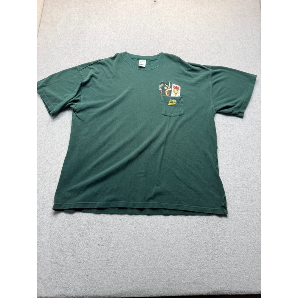 Vintage 1999 Warner Bros Studio Store Wile E Coyote Road Runner Pocket Tee XXXL